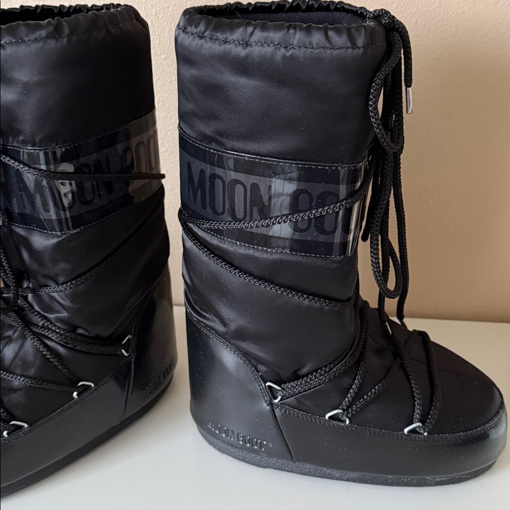 Moon Boot Black Satin Tall 5/6 (35/38) - Picture 2 of 6